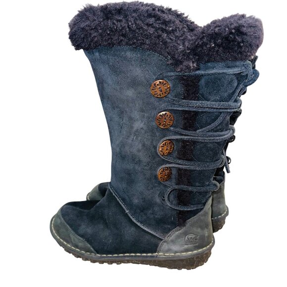 Sorel Women Navy Suede Leather Sherpa Waterproof Winter Boots 9 Outdoors Winter - Picture 3 of 13